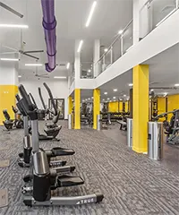 Studying working out and running on treadmills in the Fitness Center