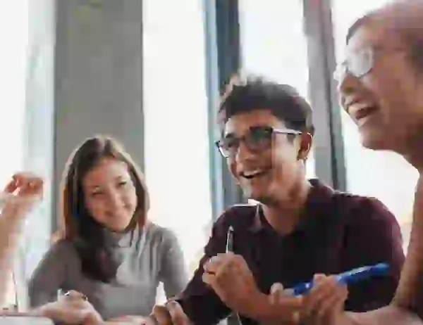 Group of ECU students studying together in the Study Lounge